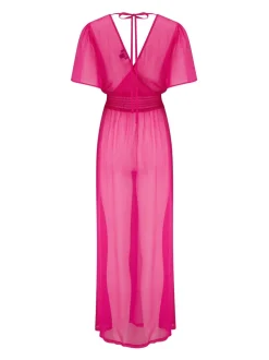 Rose - Caftan portefeuille Pour Moi Manche courte mousseline