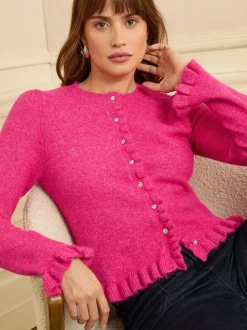 Rose - Cardigan Love & Roses à boutons volants