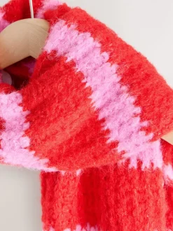 Rose - Écharpe rayée en maille de laine Blend