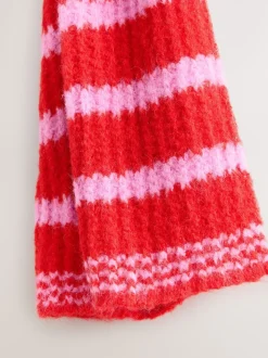 Rose - Écharpe rayée en maille de laine Blend