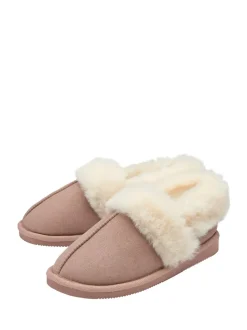 Rose - Chaussons Dunlop pleins à col en faux daim