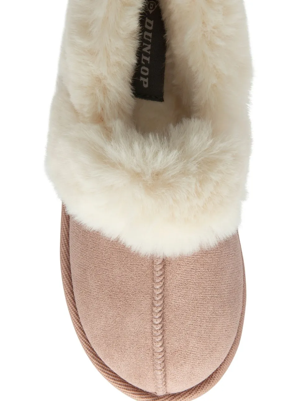 Rose - Chaussons Dunlop pleins à col en faux daim