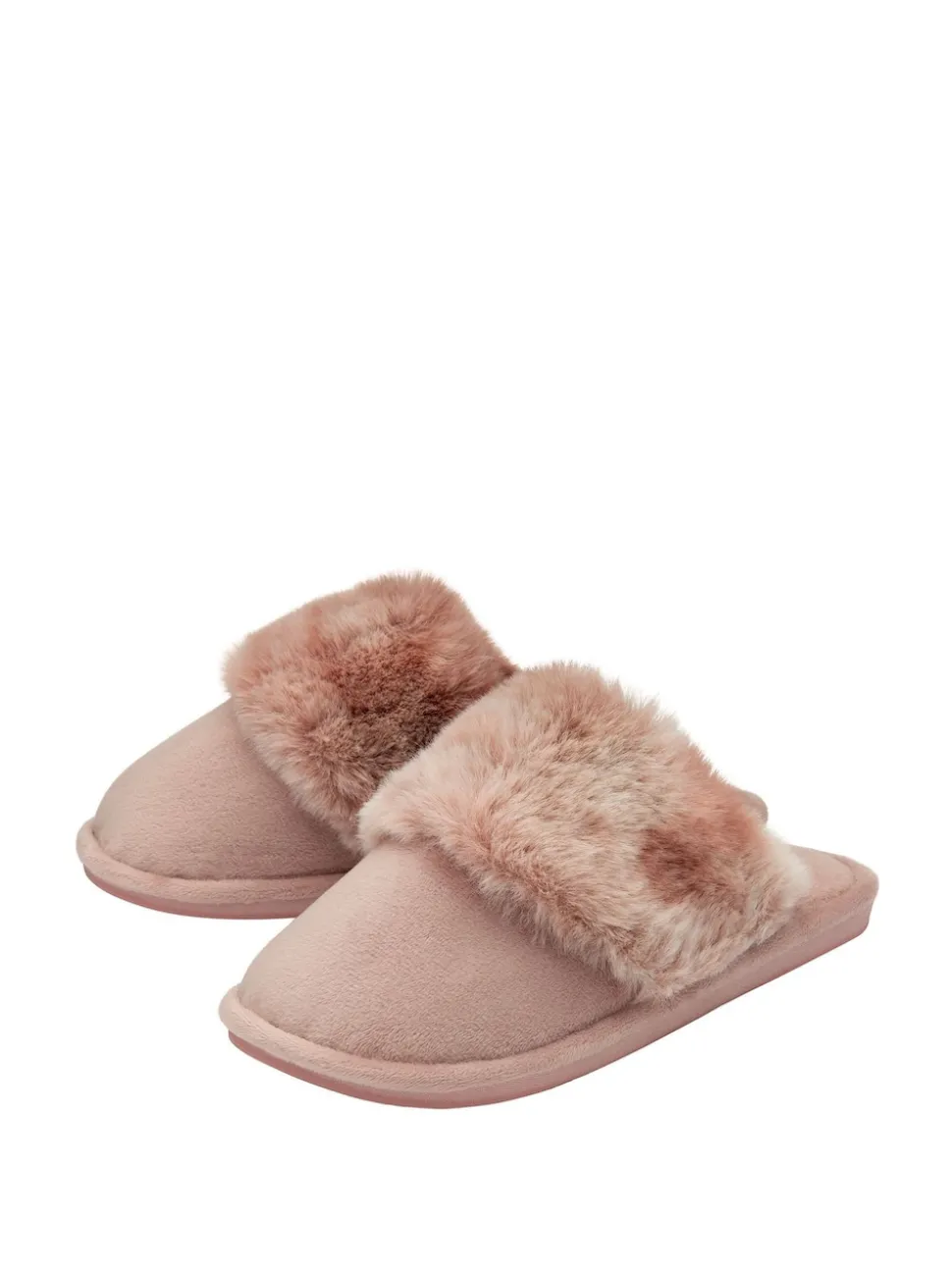 Rose - Chaussons mules en fausse fourrure Dunlop Ladies à bout fermé