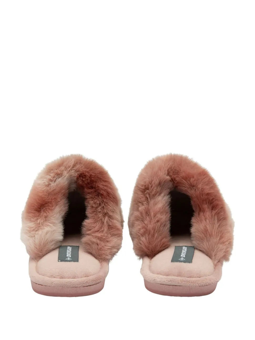 Rose - Chaussons mules en fausse fourrure Dunlop Ladies à bout fermé