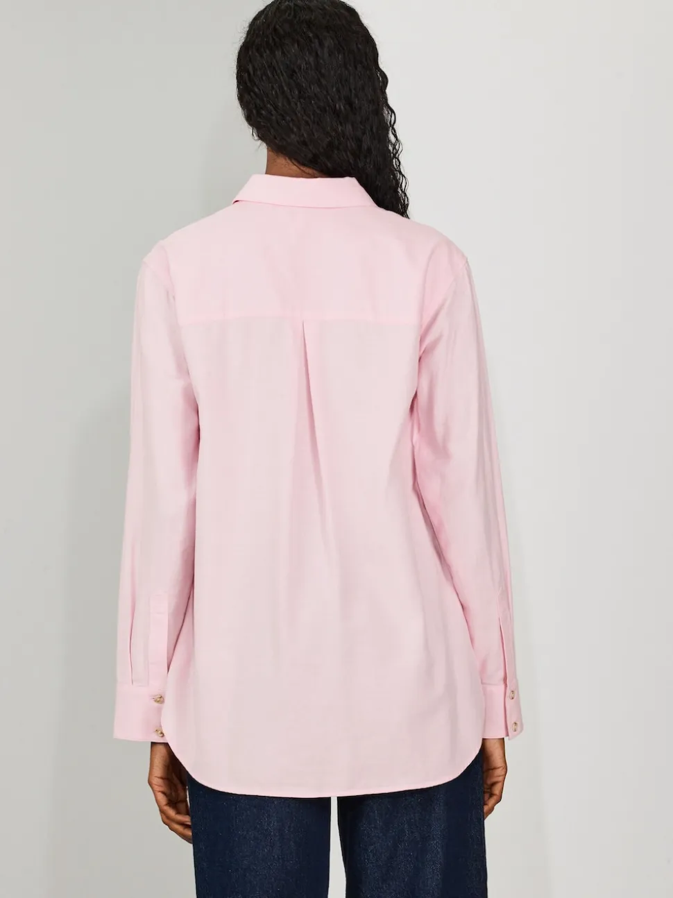 Rose - 100Chemises décontractées en coton à boutons Manches longues Chemises décontractées