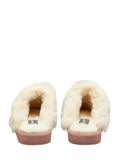 Rose - Dunlop Chaussons mules en faux daim col en fourrure
