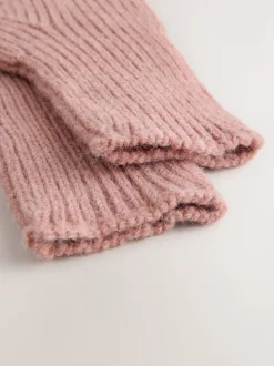 Rose - Gants en maille côtelée