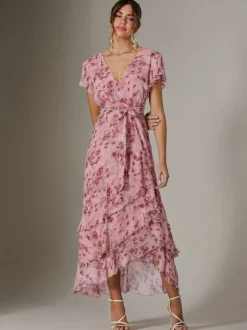 Rose - Jolie Moi Robe longue imprimée Volants Volants