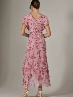 Rose - Jolie Moi Robe longue imprimée Volants Volants