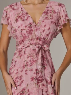 Rose - Jolie Moi Robe longue imprimée Volants Volants