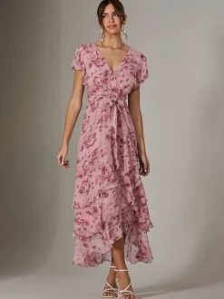 Rose - Jolie Moi Robe longue imprimée Volants Volants