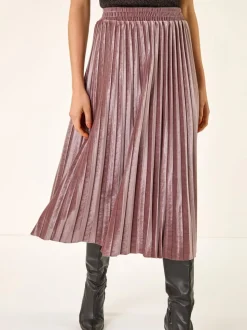 Rose - Jupes Roman Velvet plissées mi-longues