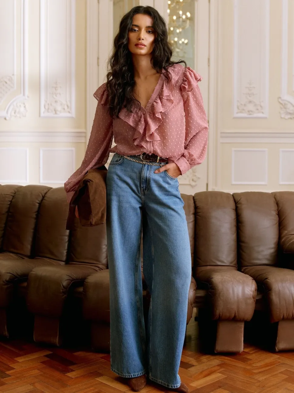 Rose - Lipsy Volants Dobby Blouse