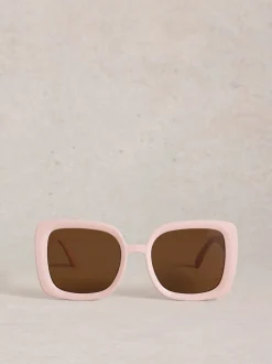 Rose - Lunettes de soleil carrées surdimensionnées White Stuff