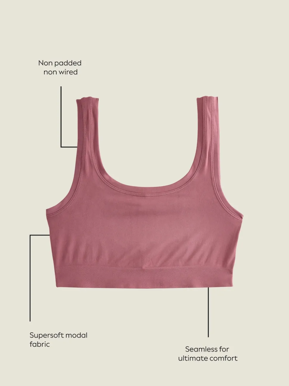 Rose - N.Soutien-gorge court très doux sans coutures Premium