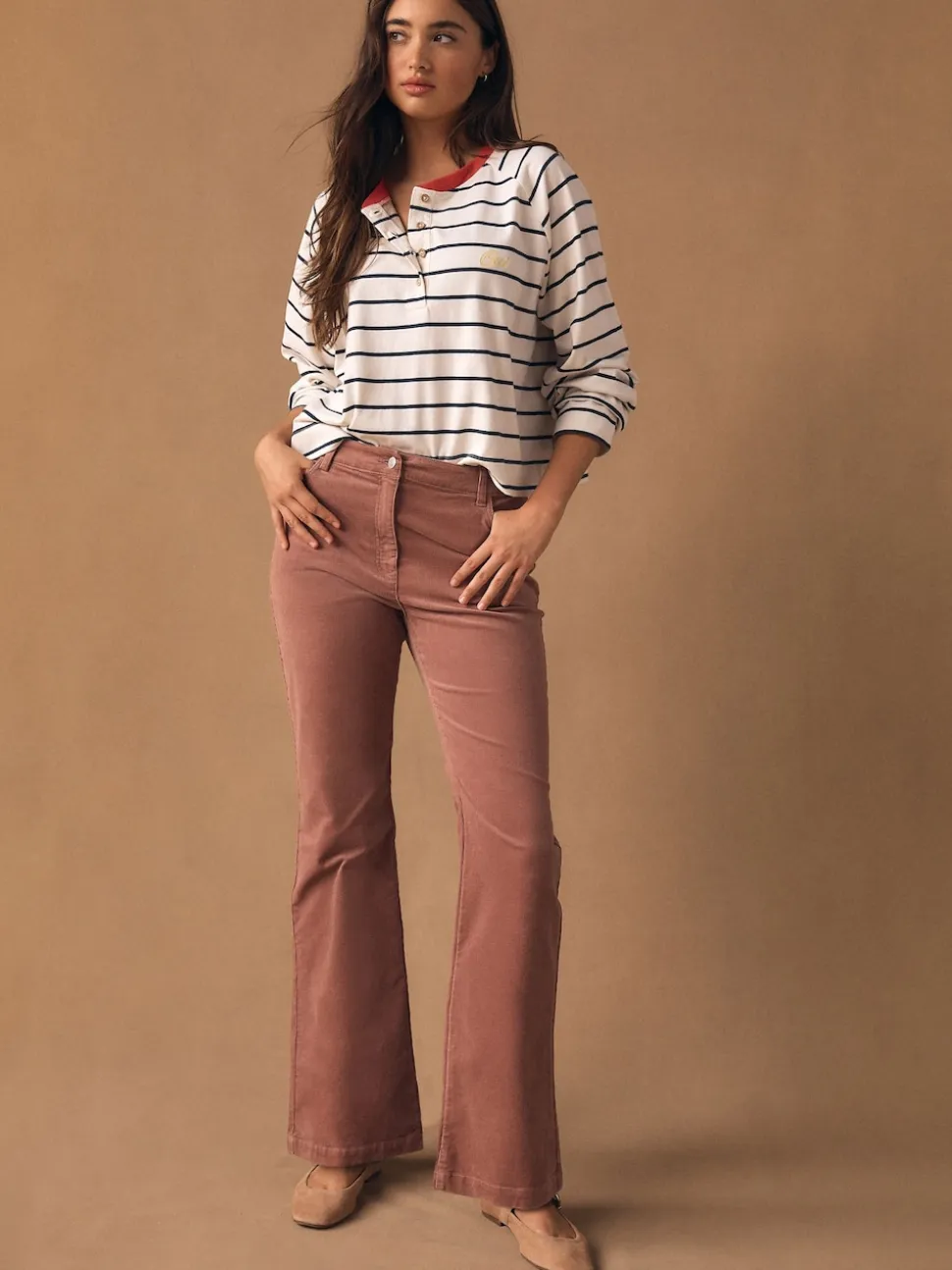Rose - Pantalon bootcut en velours