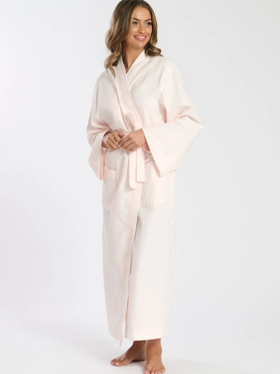 Rose - Peignoir Loungeable gaufré 100% coton