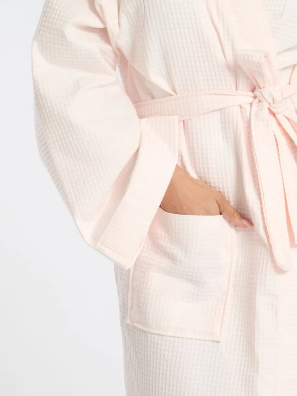 Rose - Peignoir Loungeable gaufré 100% coton