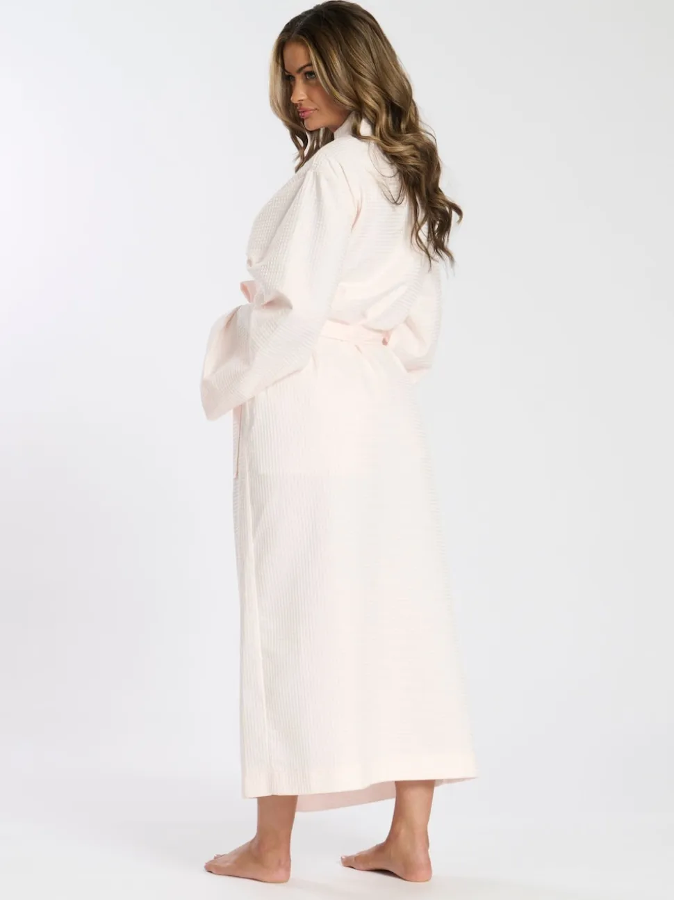 Rose - Peignoir Loungeable gaufré 100% coton
