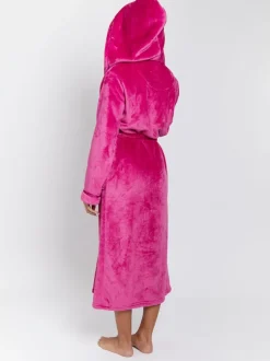 Rose - Peignoir Loungeable longue luxueuse à capuche en polaire avec ruban de Noël