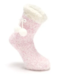 Rose - Pour Moi Chaussons chaussettes confortables doublées de maille torsadée