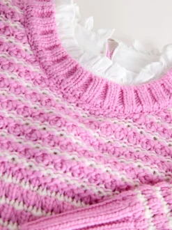 Rose - Pull à col à tarte en maille surpiquée