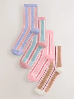 Rose à rayures multicolores - Paquet de chaussettes de cheville 4
