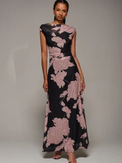 Rose - Robe longue Jolie Moi en maille à encolure multidirectionnelle