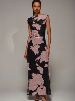 Rose - Robe longue Jolie Moi en maille à encolure multidirectionnelle