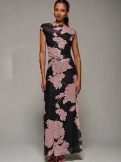Rose - Robe longue Jolie Moi en maille à encolure multidirectionnelle