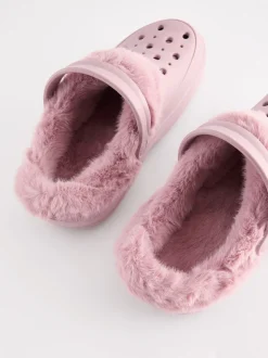 Rose - Sabots doublés de fausse fourrure chaussons femme