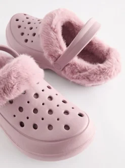Rose - Sabots doublés de fausse fourrure chaussons femme
