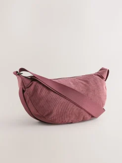 Rose - Sac à bandoulière effet velours côtelé