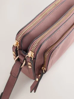 Rose - Sac à bandoulière en faux daim à double fermeture éclair