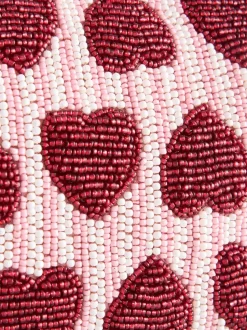 Rose - Sac bandoulière perlé Cœur