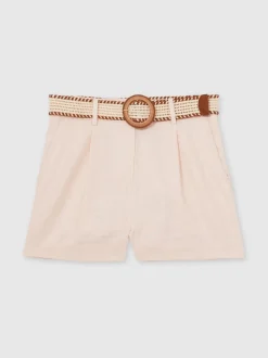 Rose - Short Reiss Beau en lin plissé à ceinture