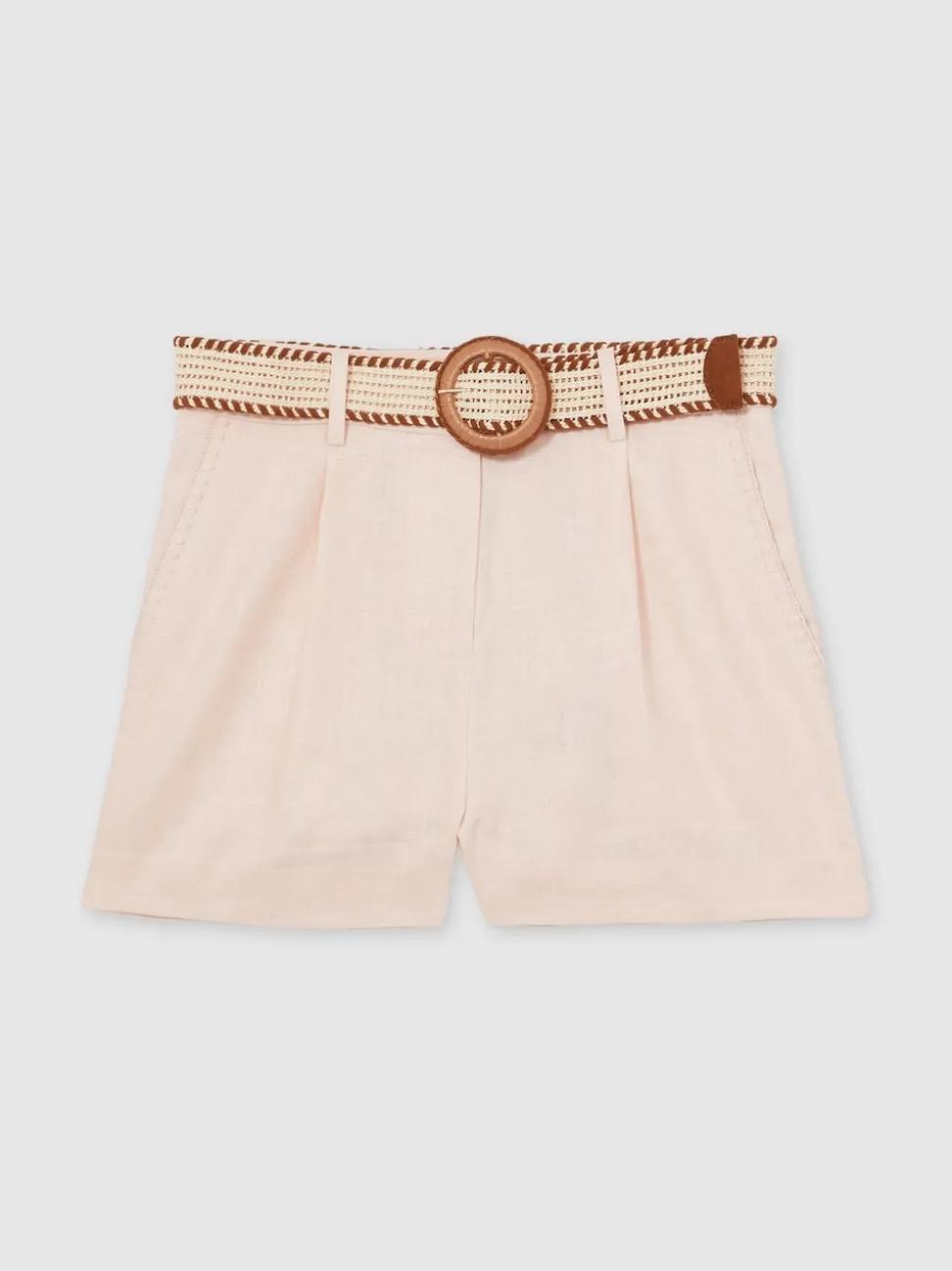 Rose - Short Reiss Beau en lin plissé à ceinture