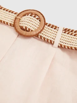 Rose - Short Reiss Beau en lin plissé à ceinture
