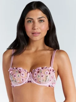Rose - Soutien-gorge balconnet Boux Avenue Evelyn brodé fleuri