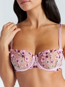 Rose - Soutien-gorge balconnet Boux Avenue Evelyn brodé fleuri