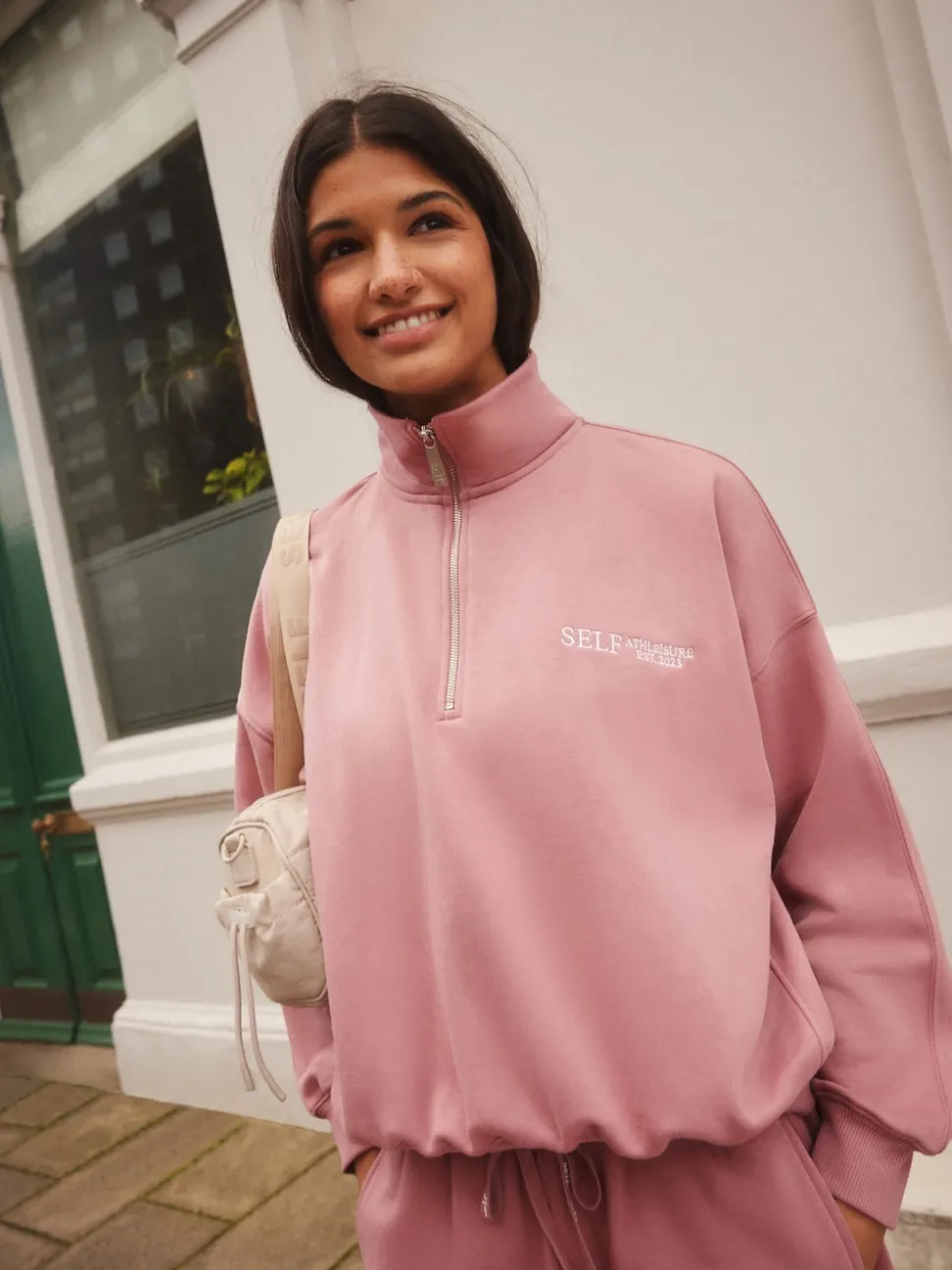 Rose - Sweat à col zippé