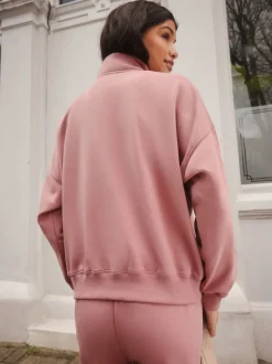 Rose - Sweat à col zippé