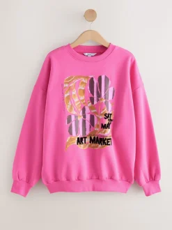 Rose - Sweat-shirt à col rond à manches longues en coton riche en fruits