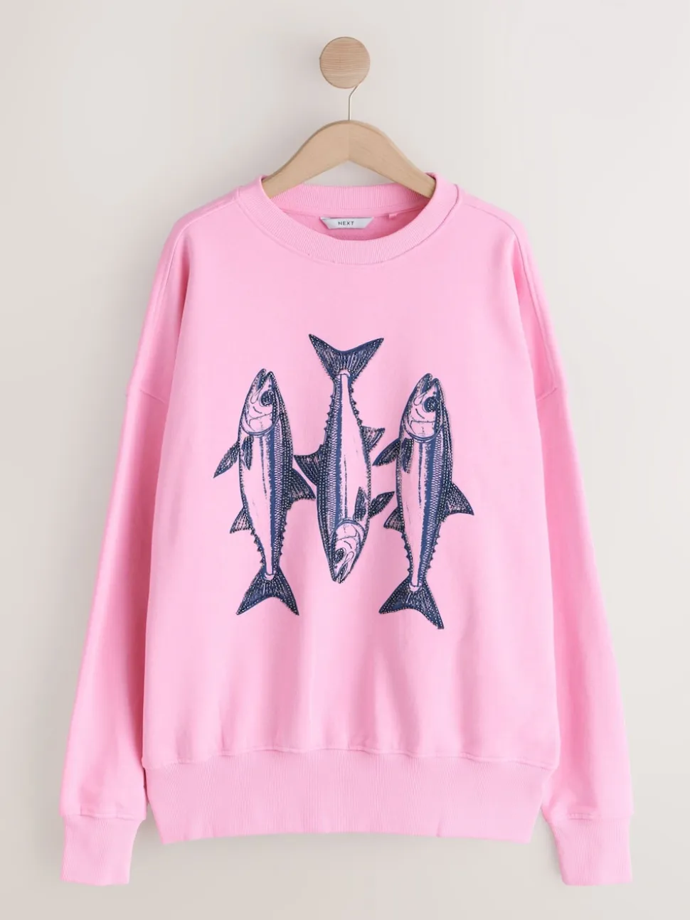 Rose - Sweat-shirt graphique avec perles et poisson