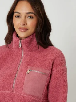 Rose - Threadbare Half Zip Borg Fleece