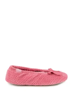 Rose - Totes Isotoner Terry Ballet chaussons à nœud
