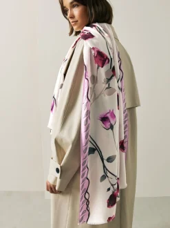 Rose blanc floral - Écharpe légère