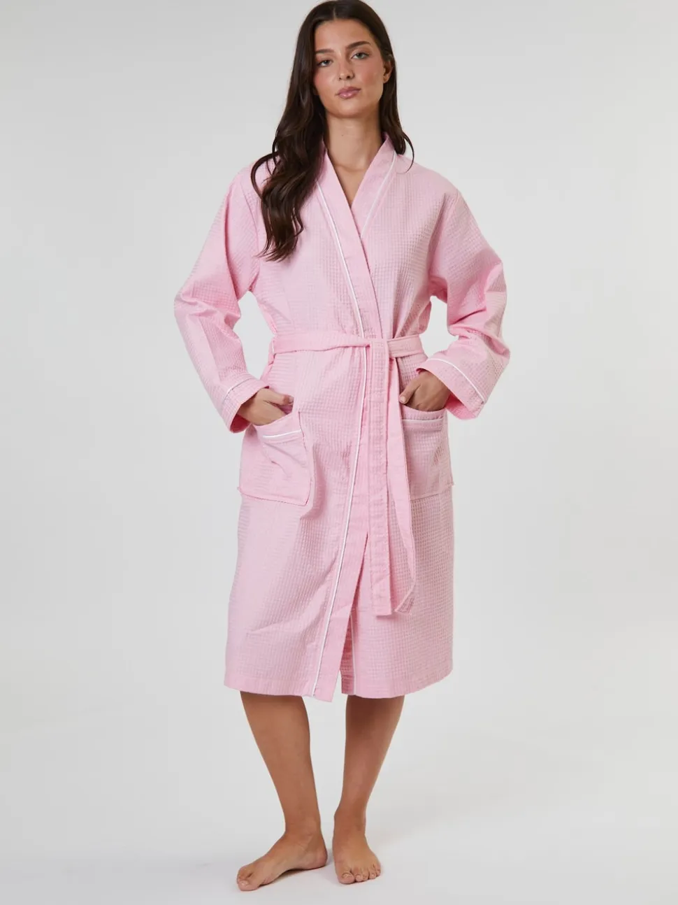Rose clair - Peignoir gaufré Loungeable 100% coton