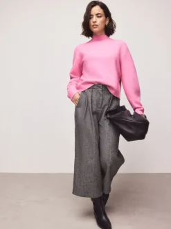 Rose clair - Pulls ultra-doux à Col montant avec coutures