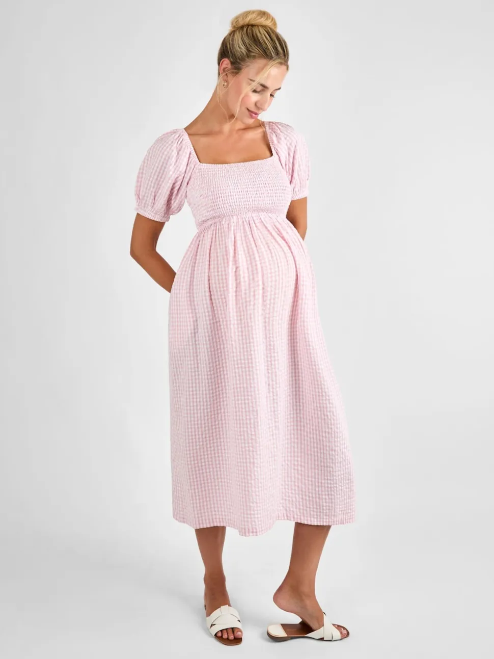 Rose clair - Robe mi-longue JoJo Maman bébé Imprimé froncée à petites fleurs